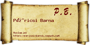 Páricsi Barna névjegykártya