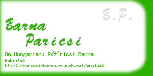 barna paricsi business card